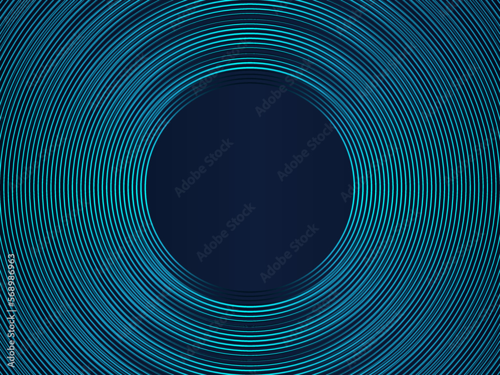 Fototapete vector circle lines pattern frame in blue green colors isolated on dark blue background with space f