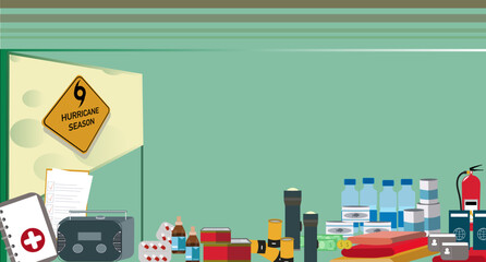 Hurricane preparedness week, Design Illustration.  Banner, Advertising, Poster design. copy space.