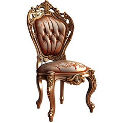 Antique wood decorated chair isolated png