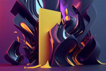 Abstract surreal shapes in bright colors, ideal for backgrounds, generative AI