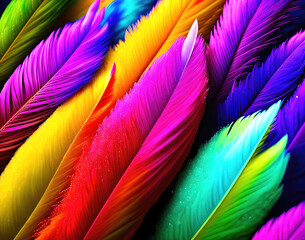 Fototapeta premium bright coloured feathers illustration
