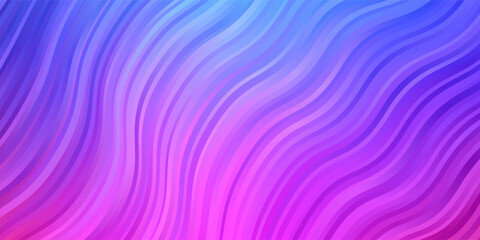 Light Pink, Blue vector background with curved lines.
