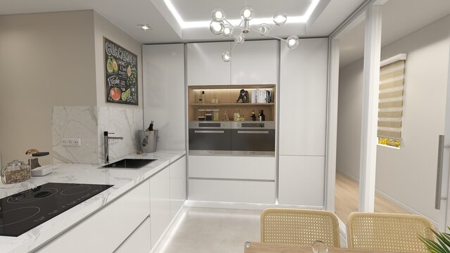 cocina de estilo nordico con pen&iacute;nsula 