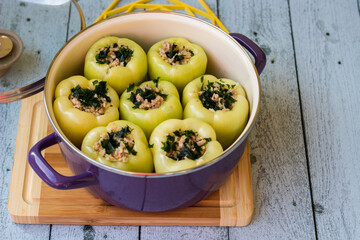 Preparation of Stuffed yellow peppers