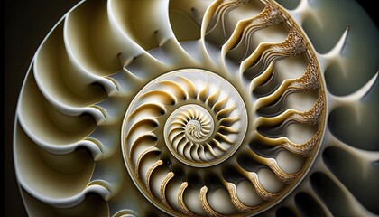 Closeup of spiral shell. Details snail swirl. Science and biology. Beautiful hermit crab shell.