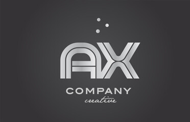 black and grey AX combination alphabet bold letter logo with dots. Joined creative template design for business and comp