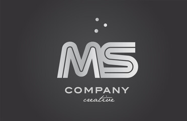 gold golden MS combination alphabet bold letter logo with dots. Joined creative template design for company and business
