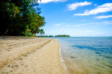 Fototapeta na wymiar View along tropical island beach