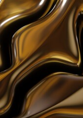 Golden Organic Fluid-like Metal Bezier Abstract, dramatic, modern, luxurious and exclusive 3D rendering graphic design element background material