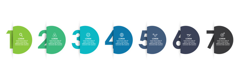 Vector infographic label design with icons and 7 options or steps. infographics for business concept.
Business circle template with options for brochure, diagram, workflow, timeline, web design.
