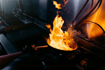 Fire in the kitchen. fire in the pan.