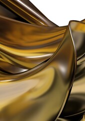 Golden large curved liquid yown metal plate abstract dramatic modern luxurious luxury 3D rendering graphic design element background material