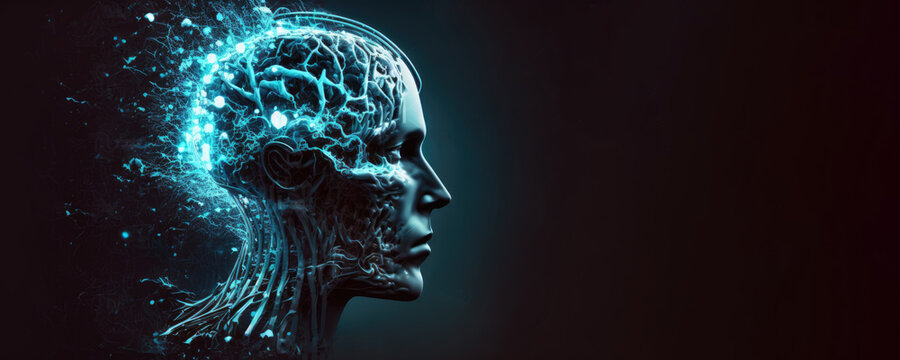 The AI Wars, Chatbot, Glowing Brain, Dystopia, A Sci-Fi Inspired 3D Illustration, Generative AI
