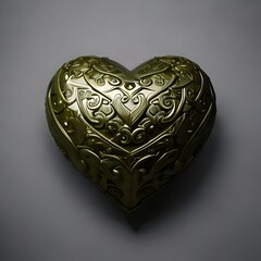 Coração ornamental moldado em metal