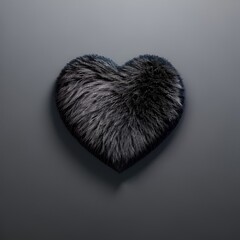 Em forma de coração com pêlo animal preto - obrazy, fototapety, plakaty