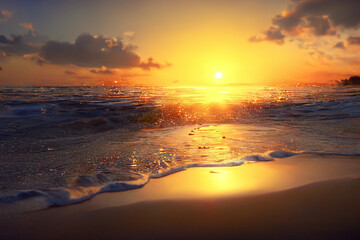 Fototapeta na wymiar Sonnenaufgang am Meer warmes Licht