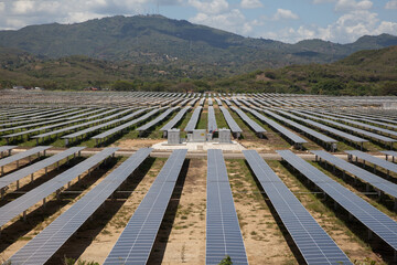 Solar panels drone picture from side