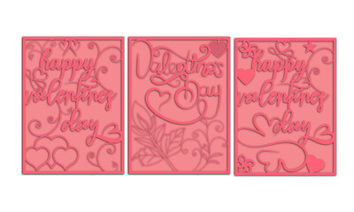 pink valentine's day love background bundle with  heart and flower