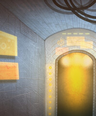 Science Fiction Hallway Corridor Illustration Concept Art