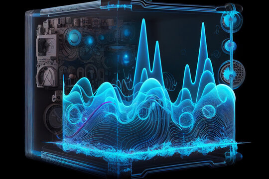 Sound akustische Schallwelle &uuml;berlagerte Welle aus dem Radio Generative AI