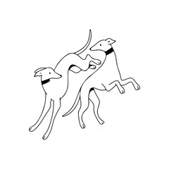 vector illustration of two doodle dogs