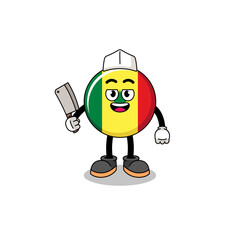 Mascot of senegal flag as a butcher