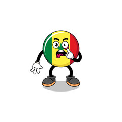 Character Illustration of senegal flag with tongue sticking out
