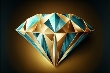 Adding a Touch of Glamour: One Big Diamond in a Cartoon Style on a Background - Generative AI
