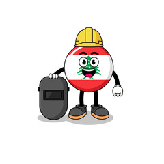 Mascot of lebanon flag as a welder