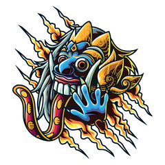 Balinese barong traditional mask vector illustration