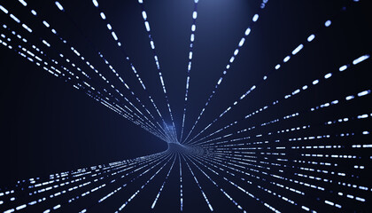 3d illustration Glowing fiber optic cable. Information and data flows by wire. The concept of technology and information transfer