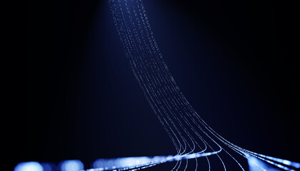 3d illustration Glowing fiber optic cable. Information and data flows by wire. The concept of technology and information transfer