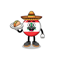Character cartoon of lebanon flag as a mexican chef
