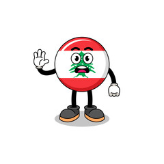 lebanon flag cartoon illustration doing stop hand