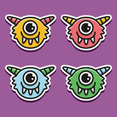 cute monster cartoon doodle design for coloring, backgrounds, stickers, logos, symbol, icons and more
