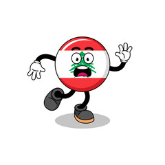 slipping lebanon flag mascot illustration
