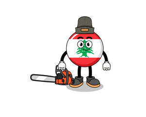 Fototapeta premium lebanon flag illustration cartoon as a lumberjack