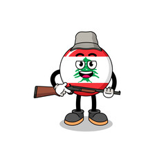 Cartoon Illustration of lebanon flag hunter