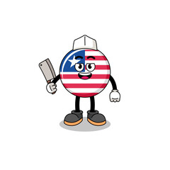 Mascot of liberia flag as a butcher