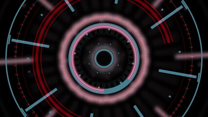 ultra hud interface ai animation loading circles arround black background data analysis logo concept - Powered by Adobe