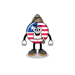 Character cartoon of liberia flag as a veteran