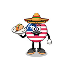 Character cartoon of liberia flag as a mexican chef