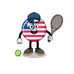 liberia flag illustration as a tennis player