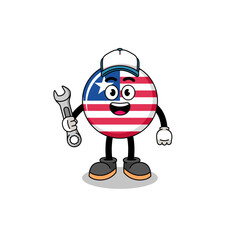liberia flag illustration cartoon as a mechanic