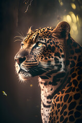 Fototapeta premium portrait of a jaguar generative ai render