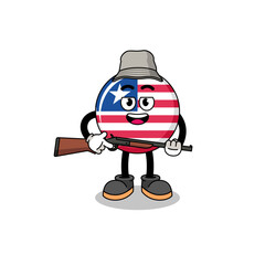 Cartoon Illustration of liberia flag hunter