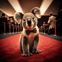 Koala Influencer. Photograph of Koala at a red carpet. Illustration