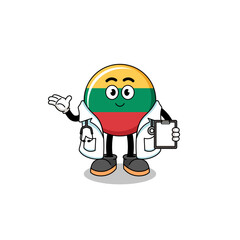 Cartoon mascot of lithuania flag doctor