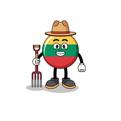 Cartoon mascot of lithuania flag farmer