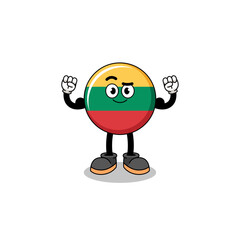 Mascot cartoon of lithuania flag posing with muscle